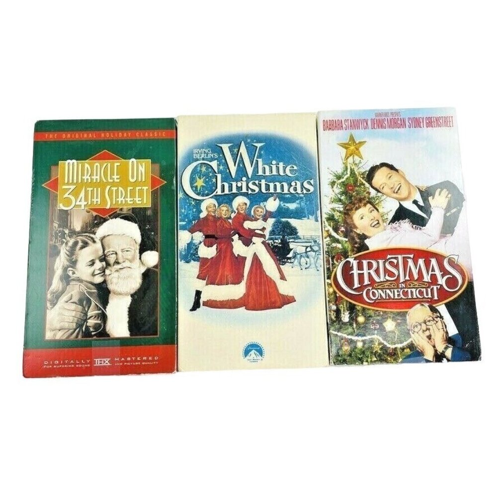 Lot 3 Christmas Movies VHS u White Christmas Miracle on 34th Street Christmas